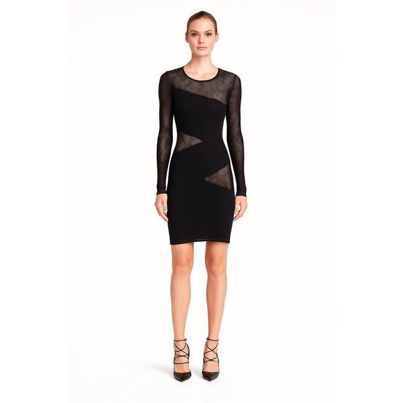 BCBGMAXAZRIA Dresses & Skirts - BCBGMAXAZRIA Black Mesh Long Sleeve Dress Size S